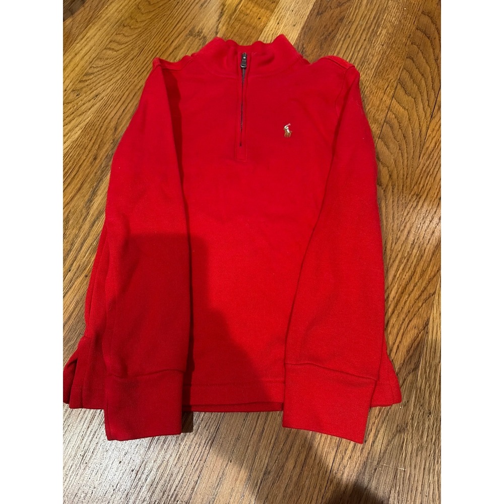 Polo Ralph Lauren Boys Red Quarter Zip Pullover Sweatshirt Size 5 Pony Logo